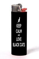 Keep Calm and Love Black Cats 2 Pack Vinyl Decal Wrap Skin Stickers by Moonlight Printing for Bic Lighters