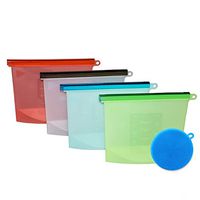 BBX Lephsnt Reusable Silicone Food Storage Bags| Eco Friendly Freeze, Snack, Sandwich Bag, Dishwasher Safe (4pack + Reusable Scrubber Sponge)