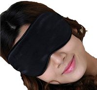 Maxfeel 100% Pure Silk Filled Eye Mask Sleeping Mask Sleep Masks Black Soft and Smooth Hand Washable Big Size 22 * 10cm