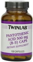 Twinlab Pantothenic Acid (B-5) Caps, 500mg, 100 Capsules (Pack of 3)