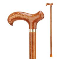 YADANER Solid Wood Crutches, Mahogany Massage Anti-Skid Wood Carving Word Cane,A
