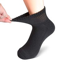 +MD Diabetic Socks Mens and Womens Half Cushion Circulatory Quarter Socks for All Seasons Loose Fit 6 Pack