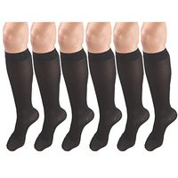 Women's Compression Stockings, 15-20 mmHg, Knee High Length, Closed Toe, Opaque Black Large (6 Pairs)