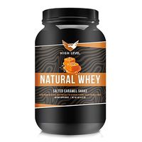 High Level Natural Whey Protein Powder | Salted Caramel Shake with Stevia | 29g Protein | 2 lb, Ultra Filtered Non-GMO | Digestive Enzymes for Absorption | No Artificial Color or Flavors | Made in USA