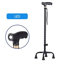 LED Folding Walking Cane,Ultra Lightweight Walking Stick for Men, Women - Adjustable Ergonomic Grip Handle - Nonslip Four Prong Rubber Tips,Black