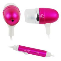 High Qulity In-Ear 3.5mm Stereo Headset Handsfree Soft Gel Earbud with Microphone - Metallic Hot Pink for Verizon Motorola Devour A555 Android CDMA Cell Phone
