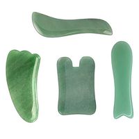 MUOBOFU 4Pcs/Set Jade Gua Sha Scraping Massage Tool, Medical Grade Jade Guasha Board, Great Handmade Tools for SPA Acupuncture Treatment, Reducing Neck and Muscle Pain, Anti-Aging Wrinkle