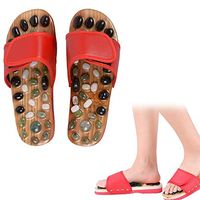NINGXUE Foot Massage Slippers, Cobblestone Sole Health Acupressure Massage Slippers for Men, Women and Women,Red,24.5cm