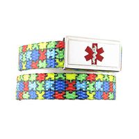 Autism Medical ID Bracelet | Adjustable up to 6.5" Wrist Size | Free Engraving | 1 Bracelet, 1 Custom Stainless Steel Laser Engraved Tag | Puzzle