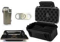 HHB Eclipse 4-Piece Cigar Holiday Gift Set, Includes Humidor, Cutter, Ashtray & Lighter! #3