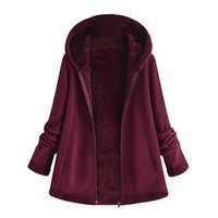 Ros1ock Women's Sweaters Plush Warm Coat Jacket Pocket Zipper Long Sleeve Hoodie Solid Casual Tops Wine Red