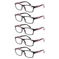 Reading Glasses 5 Pack Spring Hinge Rectangular Readers Quality Fashion Glasses (5 Pack Purple, 1.5)