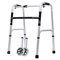 LCJ Folding Walker,Elderly People Standard Walker,Adjustable Walking Assist Equipped Wheels,The Limited Mobility Disabled Walking Frame, Mobility Aid for Handicap