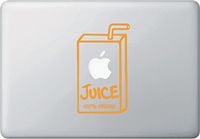Yadda-Yadda Design Co. Apple Juice Box 100% Organic - MacBook Vinyl Decal (3.25" w x 5.75" h)(Orange)