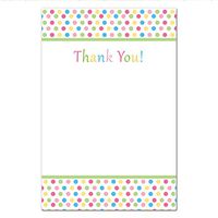 30 Blank Thank You Cards Pink Green Blue Yellow Polka Sprinkle Design Baby Shower Birthday Party + 30 White Envelopes