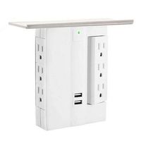 Aleola Multi Plugs Socket Shelf 8 Port Surge Protector 6 Wall Outlet Extenders 2 USB