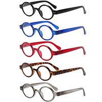 JOSCHOO 5 Pack Retro Round Reading Glasses Mini Small Comfortable Readers for Women Men (5 Mix, 2.5)