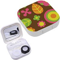 Portable Contact Lens Case Box Travel Kit Mirror + Bottle + Tweezers Container Holder [ Flower ]