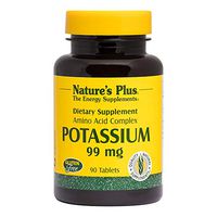NaturesPlus Potassium - 99 mg, 90 Vegetarian Tablets - Essential Mineral Supplement, Promotes Healthy Electrolyte Balance & Heart Function - Gluten-Free - 90 Servings