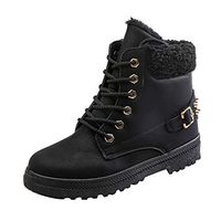 Aniywn Ankle Boots for Women Low Heel Work Combat Boots Waterproof Winter Snow Boots Fur Lined