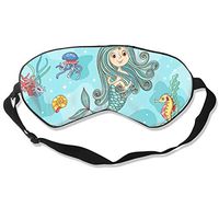 Unisex Sleeping Eye Mask Kawaii Cuttlefish Mermaid Eye Mask Cover with Adjustable Strap Blindfold Eyemask for Travel, Nap, Meditation