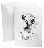Nostalgic Rainy Day Barefoot Beauty Gift Box Set of 12 Note Cards