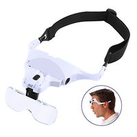 Headband Magnifier with LED Light, SOONHUA Head-Mounted Magnifier Handsfree Reading Magnifying Glasses for Close Work, Jeweler's Loupe Glasses (1.0X, 1.5X, 2.0X, 2.5X, 3.5X) 5 Replaceable Lenses