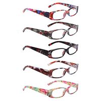5 Pack Spring Hinge Reading Glasses Rectangular Fashion Quality Readers for Men and Women (5 Mix, 3.50)