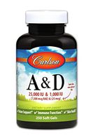 Carlson - A & D, 25000 IU (7500 mcg RAE) & 1000 IU (25 mcg), Vision Support, Immune Function & Skin Health, 250 Softgels