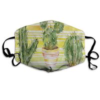 Face Mask Watercolor Cactus Stripe Cool Cycling Half Face Earloop Dust Mask for Woman