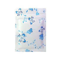 QQ Studio Color Patterned Mylar Foil Ziplock Food Packaging Bags (100PCS) (Glossy White w/Blue Flowers, 8cm x 12cm (3.2"x4.7"))