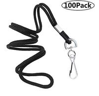 COTODO ID Black Lanyards Safety Badge Lanyard 36" with Swivel Hook 100 Pack