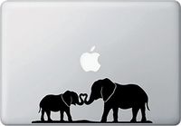 Elephant Mom and Baby Making Heart Compatible With Trunks Decal Vinyl Sticker|MacBook Laptop Computer Cars Trucks Vans Walls| BLACK |8 x 3.75 in|CCI858