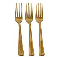 100 Gold Plastic Forks, Elegant And Disposable Shiny Gold-Look Flatware. Includes 100 Gold Forks.