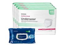 McKesson Super Plus Disposable Incontinence Underwear for Men and Woman, Moderate Absorbency, XX-Large, Waist Size 60" - 80", 48 Count Bundled with 1 Pack of 100 McKesson Wipes