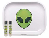 Clipper Lighter “Drink Me” Design (2 lighters), with Mini Rolling Tray (Alien) - 3 Item Bundle (Alien)