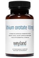 Weyland Brain Nutrition: Lithium Orotate 10mg (1 Bottle), 60 Vegetarian Capsules, Lithium Supplement Supports Healthy Mood, Behavior, Memory and Wellness