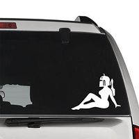 GottaLoveStickerz Boba Fett Mudflap Girl Sexy Permanent Vinyl Decal Sticker for Laptop Tablet Helmet Windows Wall Decor Car Truck Motorcycle - Size (05 Inch / 13 cm Wide) - Color (Gloss White)