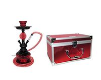 Zebra Smoke Series: 14" 2 Hose Medium Aya (QD) Hookah Complete Set Combo KIT w/ Instant Charcoal (Like Three Kings Charcoal), Hydro Herbal Molasses(like Blue Mist), and Hookah Mouth Tips (BLUE)