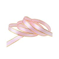 (25 Yards/Lot) 10mm Satin Ribbon White Gold Edge Gift Packaging Ribbons,Pink,10mm