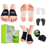 Plantar Fasciitis Arch Support Kit-12pcs-Compression Arch Sleeves, Arch Braces, Silicone & Cushioned Arch Supports & Free Insoles, Fast Pain Relief & All Day Comfort, Sizes for Men & Women (Large)