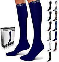 SB SOX Lite Compression Socks (15-20mmHg) for Men & Women - BEST Stockings for Running, Medical, Athletic, Edema, Diabetic, Varicose Veins, Travel, Pregnancy (Solid - Navy, L/XL)