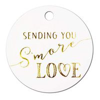 Summer-Ray 50pcs Gold Foil Hot Stamping Sending You S'More Love Wedding Favor Gift Tags (Pure White, Round)