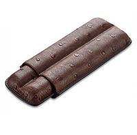 LHFJ Cigar Case Genuine Leather Cigar Tube Portable Travel Cigar Humidor for 2 Cigars (Color : Brown)