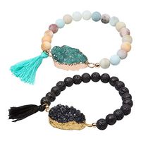 Healifty barcelet with Tassel 2PCS Bracelet Decorative Volcanic Stone Exquiste Accessories Chain Bracelet Tassel Bracelet for Men Women Girls