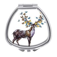 Udoosun Stag with Butterfly Decorative Boxes Pill Box Silver Single Compartment Pocket Purse Travel Pill Case Medicine Tablet Holder Wallet