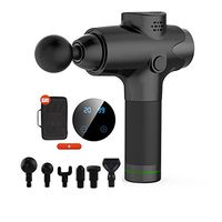 FEIERTON Handheld Powerful Deep Tissue Percussion Massager, 6 Head Wireless Lightweight Portable Low-Noise Professional Muscle Recovery Vibration Impact Massage Gun, Black