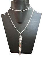 Jet Energized Authentic Crystal Quartz Chakra Wand Pendant with Long Chain Genuine Healing Reiki Answers Wish Fulfilled Dowsing Hypnosis