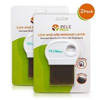 2 Pack Hair Lice Comb Free Removing Nits for Kids Treatment | NOT Pull Out Hair | Best for Long/Short/Thick/Fine/Dry & Wet Hair Louse | Stainless Steel Double Grooved Teeth