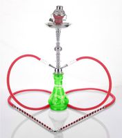 2 hose 23" Yemen Green Hookah Shisha Nargila water glass vase pipes smoke sale